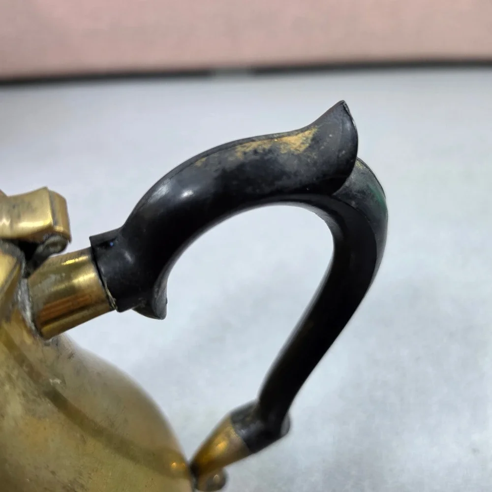 Brass Coffee Pot Gold Good Vintage Gooseneck Hinged Lid‎